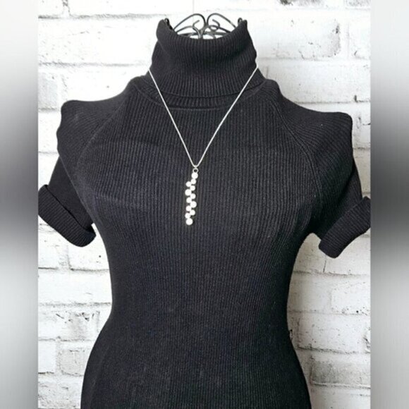 Silver Tone Simulant Diamond Journey Pendant & Necklace - Picture 2 of 5